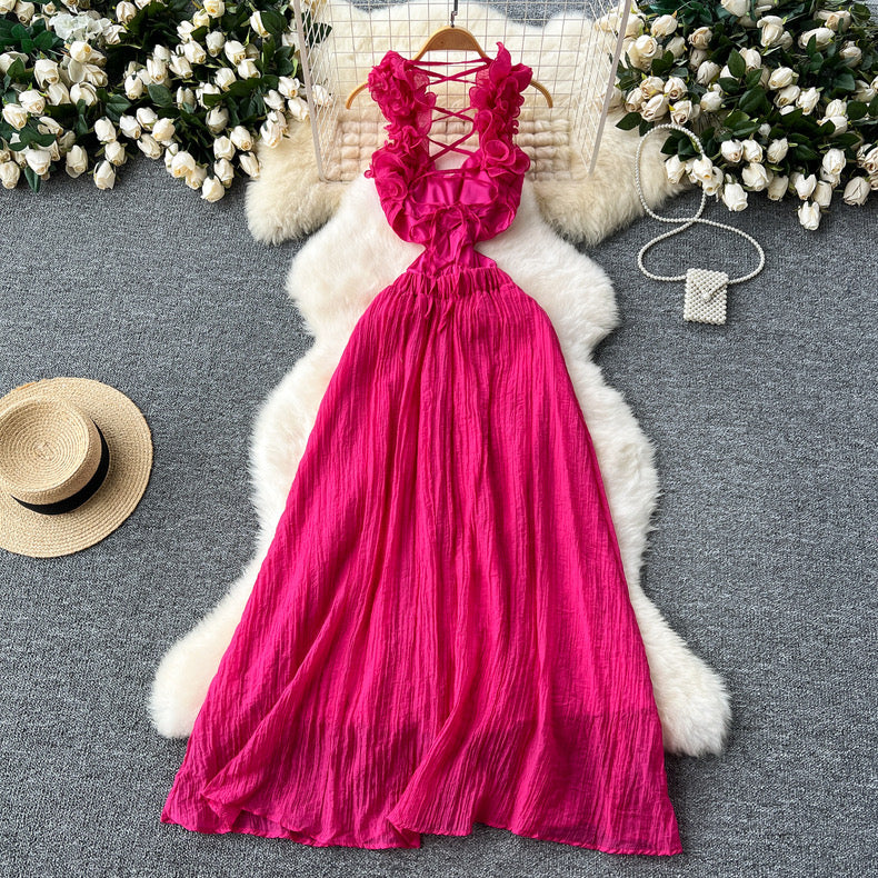 Waist visible backless fairy dress