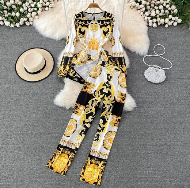 Printed fashion two piece suit