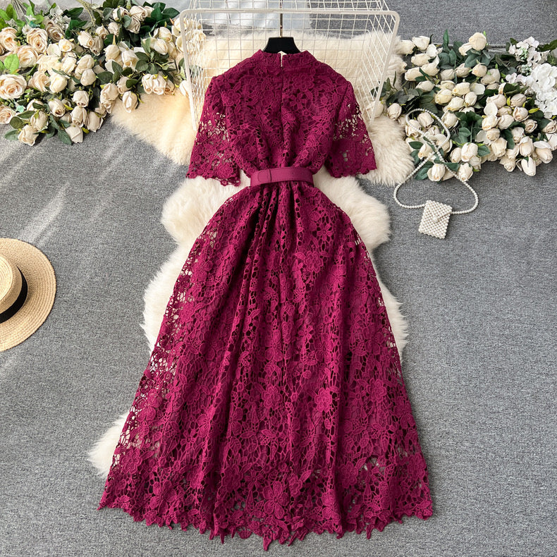 Beautiful lace long short-sleeved dress m2869