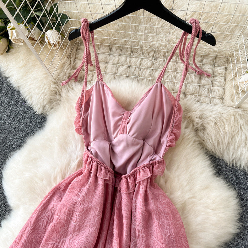 Rose ruffle suspender dress m3715