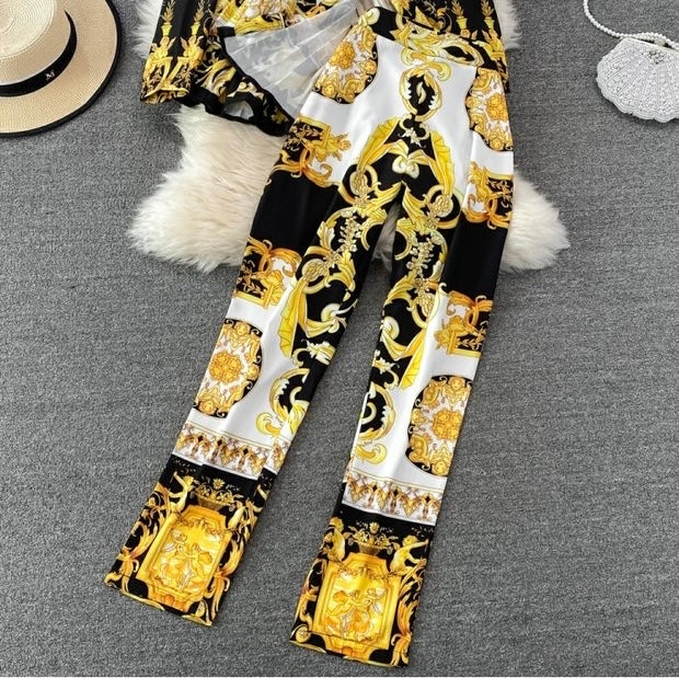 Printed fashion two piece suit