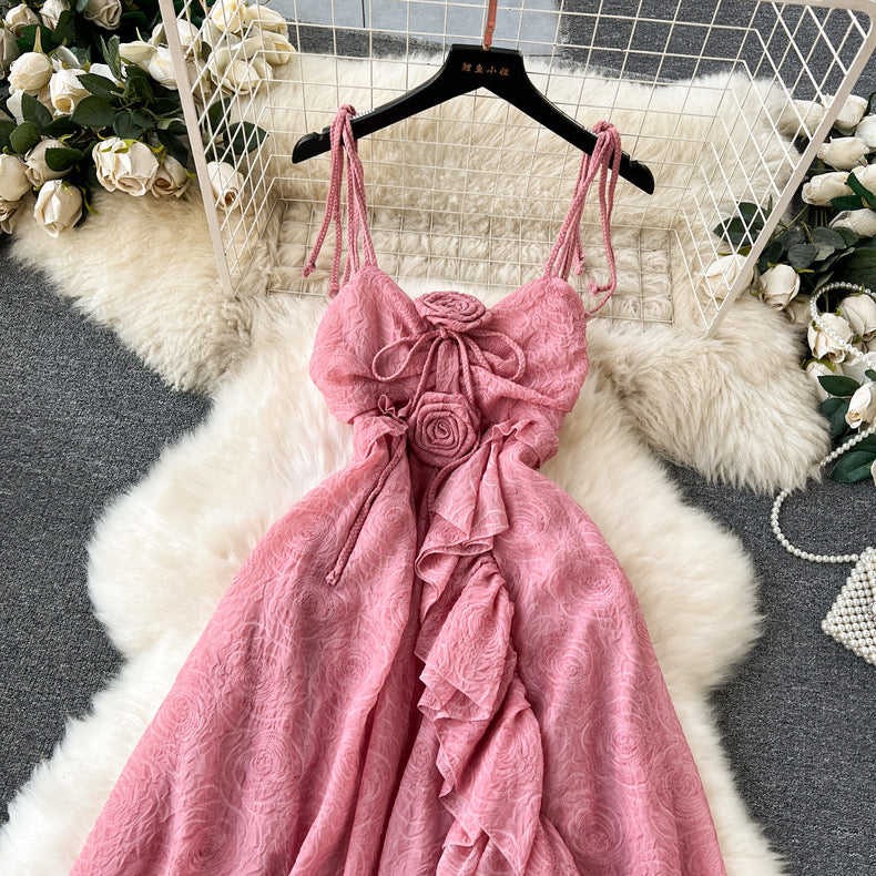 Rose ruffle suspender dress m3715