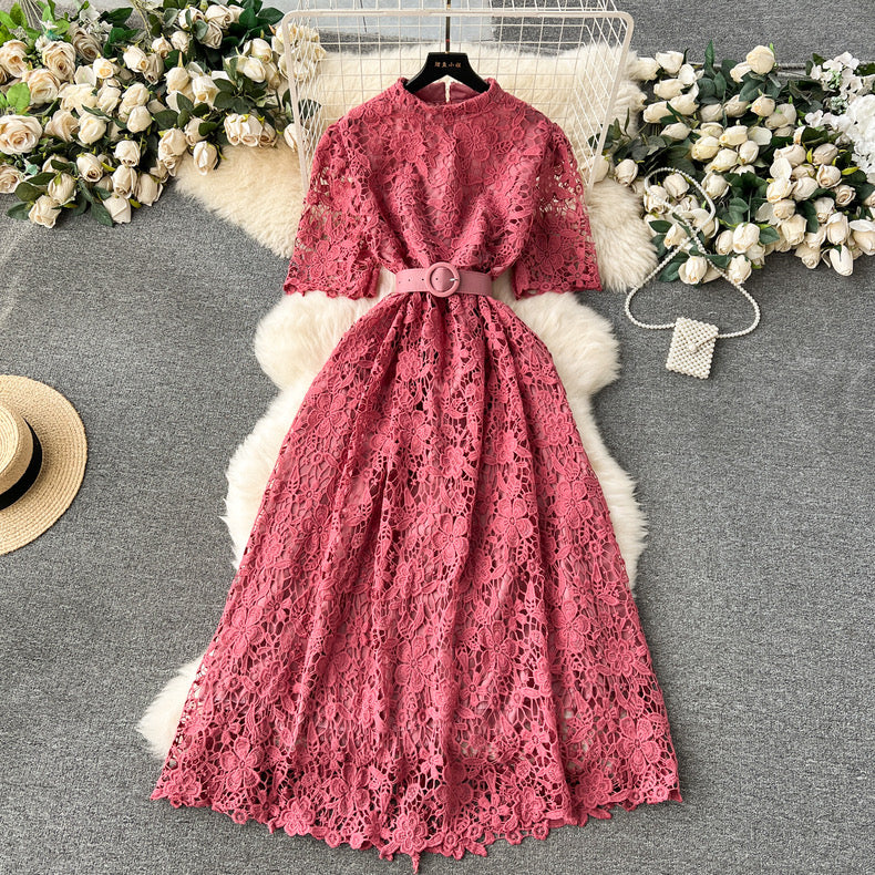 Beautiful lace long short-sleeved dress m2869