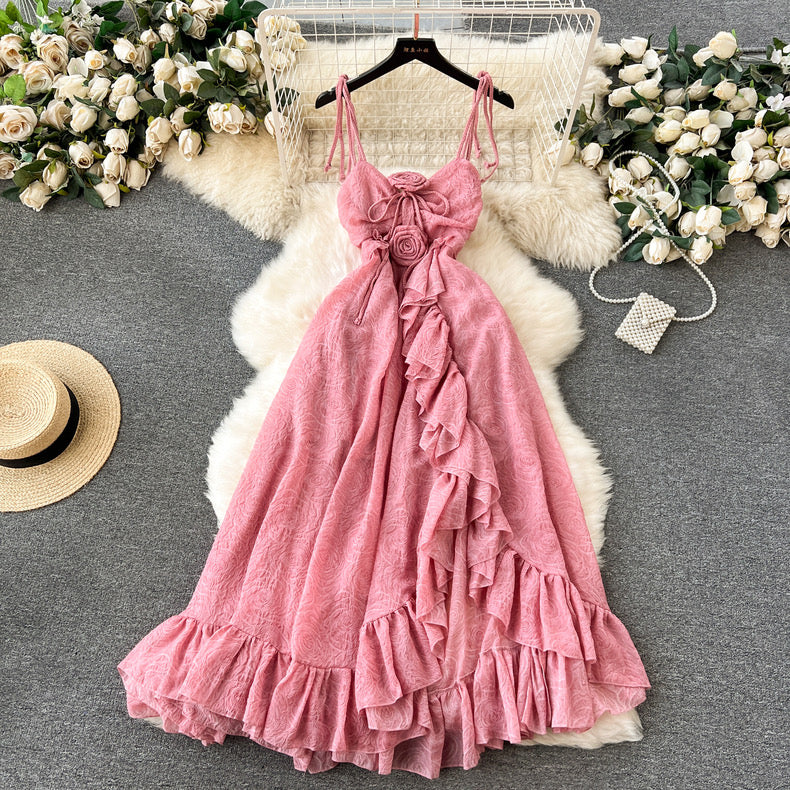 Rose ruffle suspender dress m3715