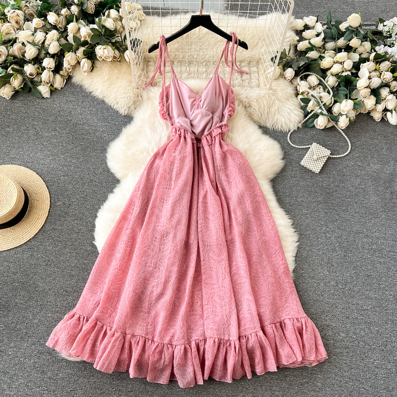 Rose ruffle suspender dress m3715