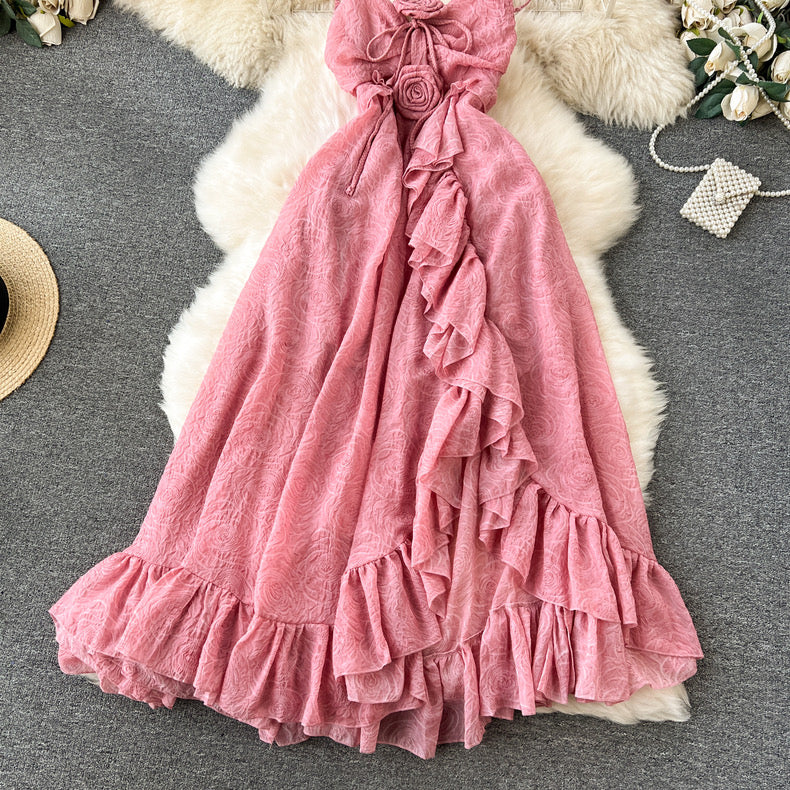 Rose ruffle suspender dress m3715