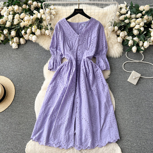 Cotton chikankari midi dress