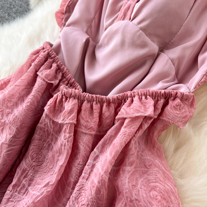 Rose ruffle suspender dress m3715