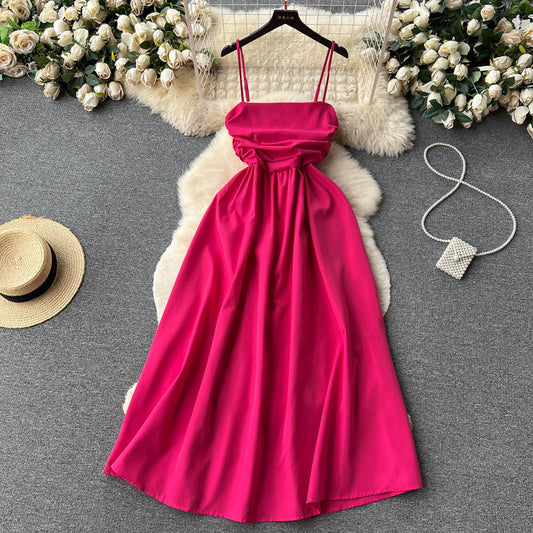 tube top pleated suspender summer dress