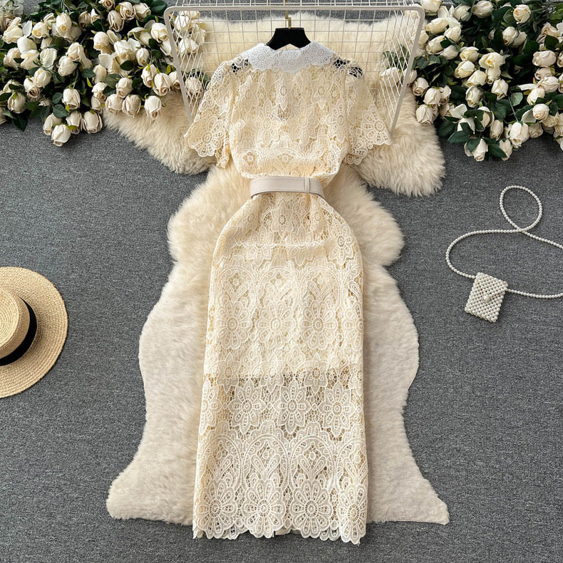 high-end lace crochet embroidery design elegant bodycon m6914