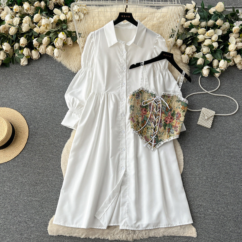 Shirt + vest set dress